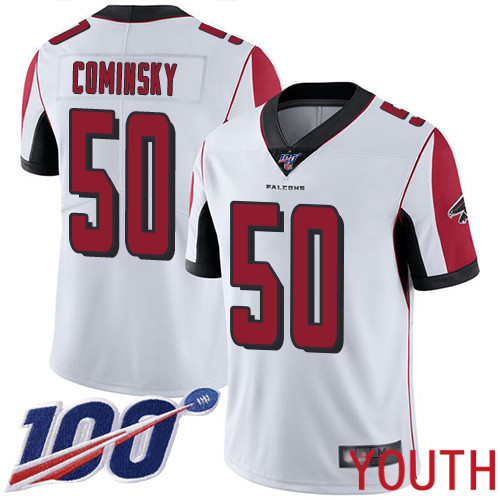Atlanta Falcons Limited White Youth John Cominsky Road Jersey NFL Football #50 100th Season Vapor Untouchable->atlanta falcons->NFL Jersey